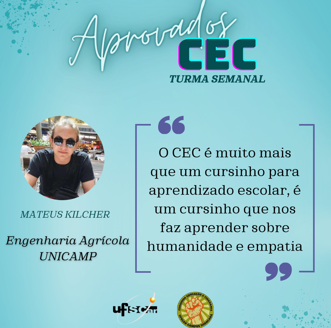 História de aprovação no ENEM pelo cursinho popular CEC da UFSCar Sorocaba
